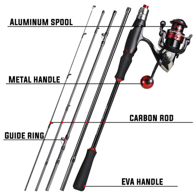 Spinning Rod Reel and Lure Combo for Bass and Trout