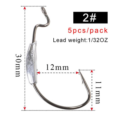 Wide Super Lock Hooks for Worm and Jig Fishing