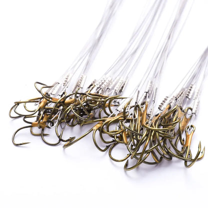 Double Barbed Hooks with Line for Carp Fishing