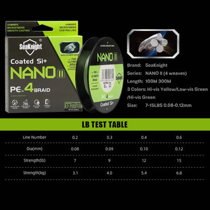 NANO II Braided Fishing Line Waterproof UV Coated Multifilament