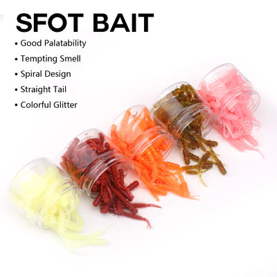 Soft Worm Silicone Bait Set with Portable Bottle