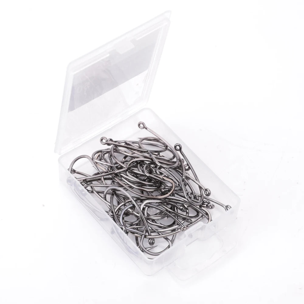 Wide Gap Barbed Hooks for Fly Tying and Salmon Bass