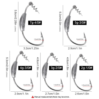 Weighted Offset Crank Hooks for Soft Bait Rigs