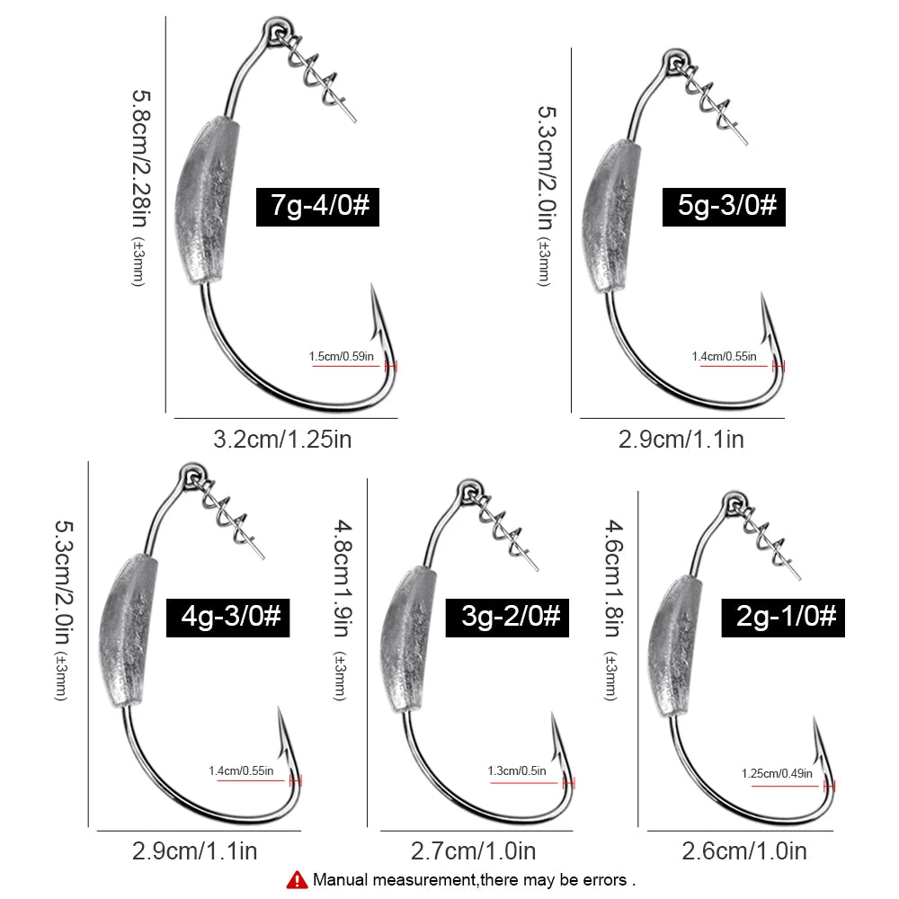 Weighted Offset Crank Hooks for Soft Bait Rigs
