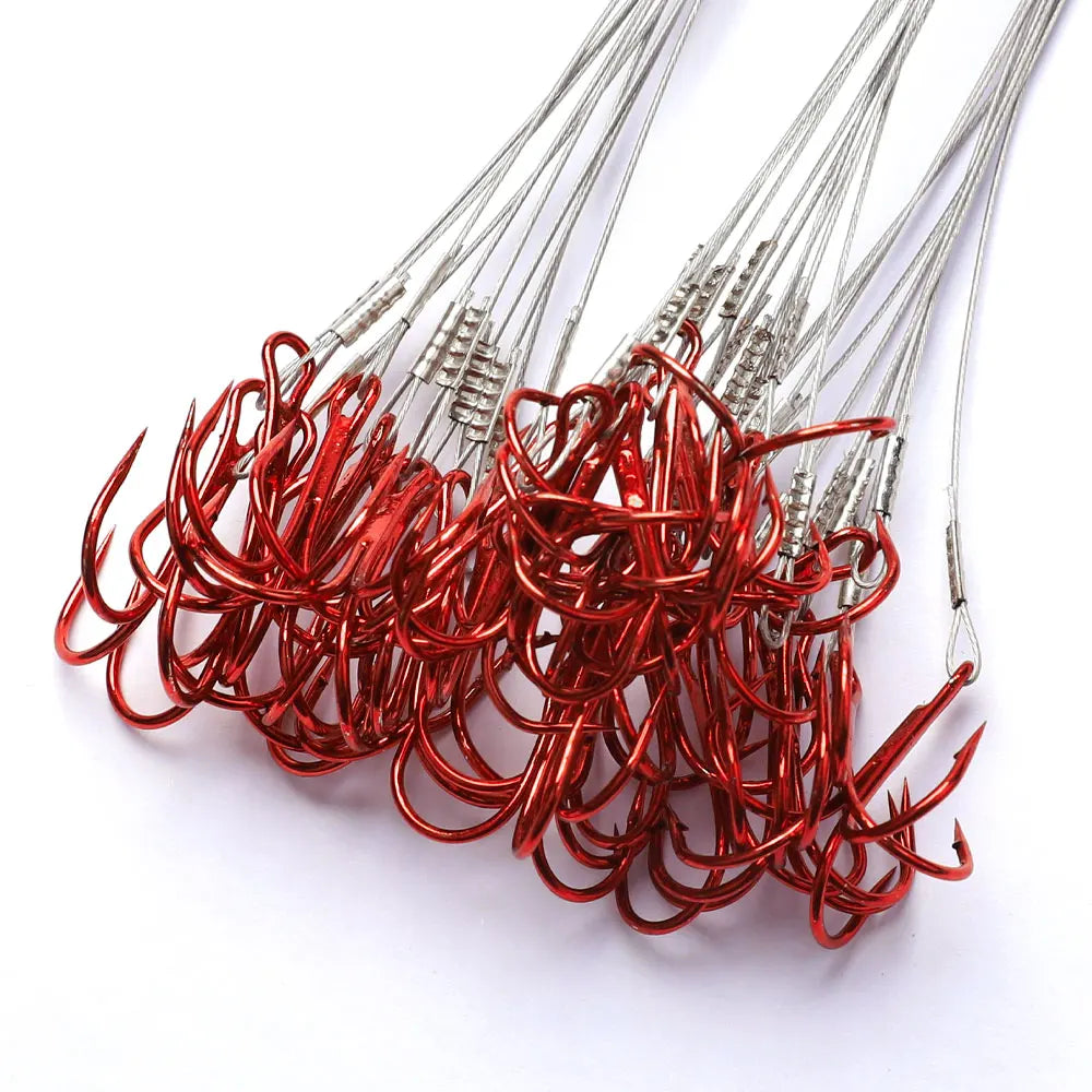 Steel Treble Hooks with Wire for Carp and Bass