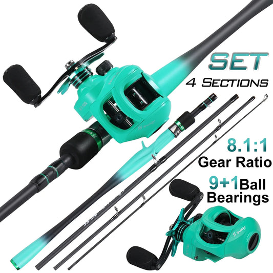 Carbon Casting Rod and Baitcasting Reel Combo