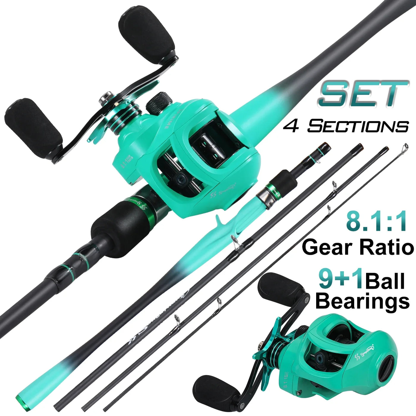 Carbon Casting Rod and Baitcasting Reel Combo