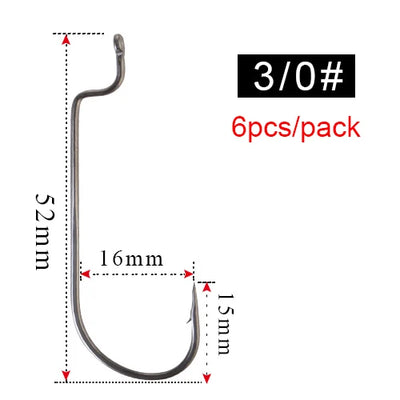 Offset Barbed Carp Hooks for Soft Worm Baits
