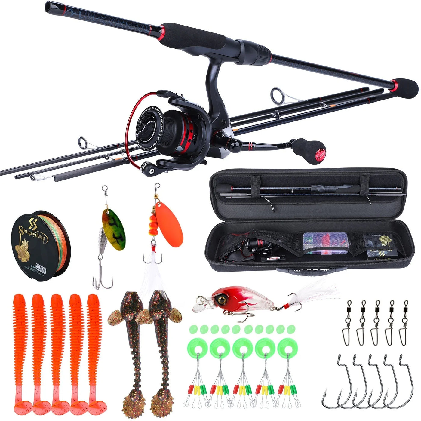 Carbon Rod and Spinning Reel with Accessories Set