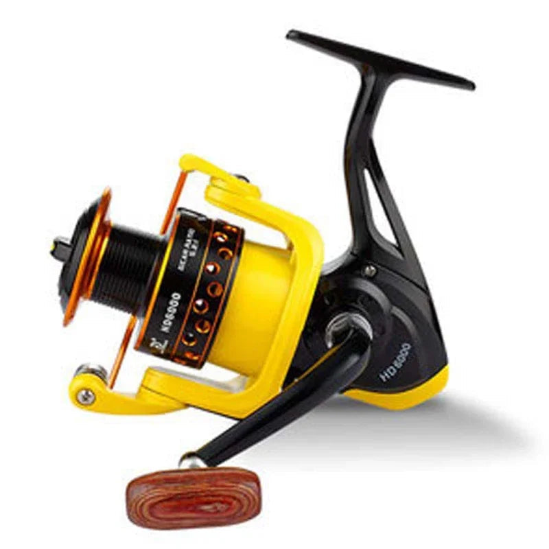 Metal Spool Spinning Reels with Wooden Handle