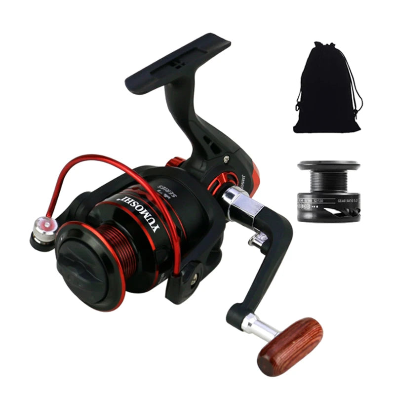 Professional Spinning Reel with Wooden Grip and Spare Spool