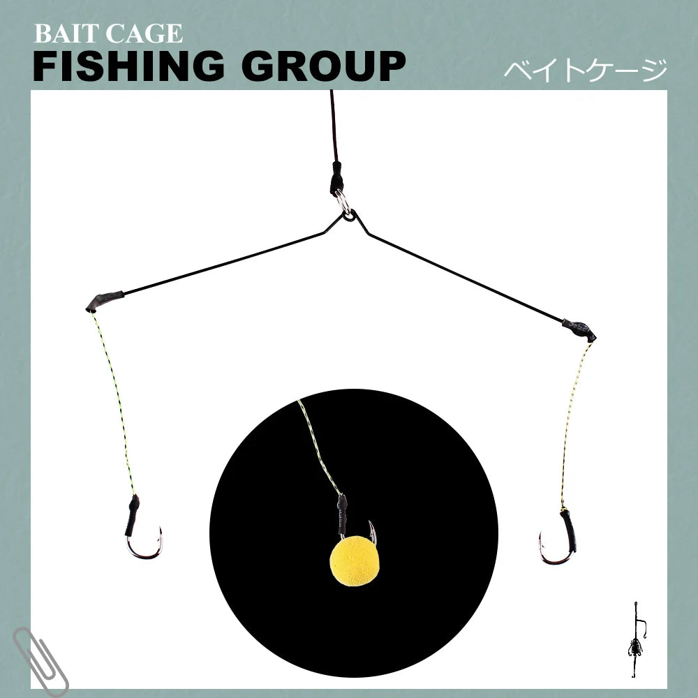 Feeder Trap Cage with Hooks for Outdoor Fishing