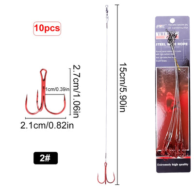 Steel Treble Hooks with Wire for Carp and Bass
