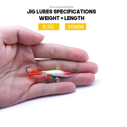 Winter Ice Fishing Jigging Lure Set with 3D Eyes