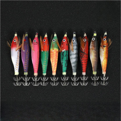 Wood Shrimp Squid Lure Set with Luminous Beads