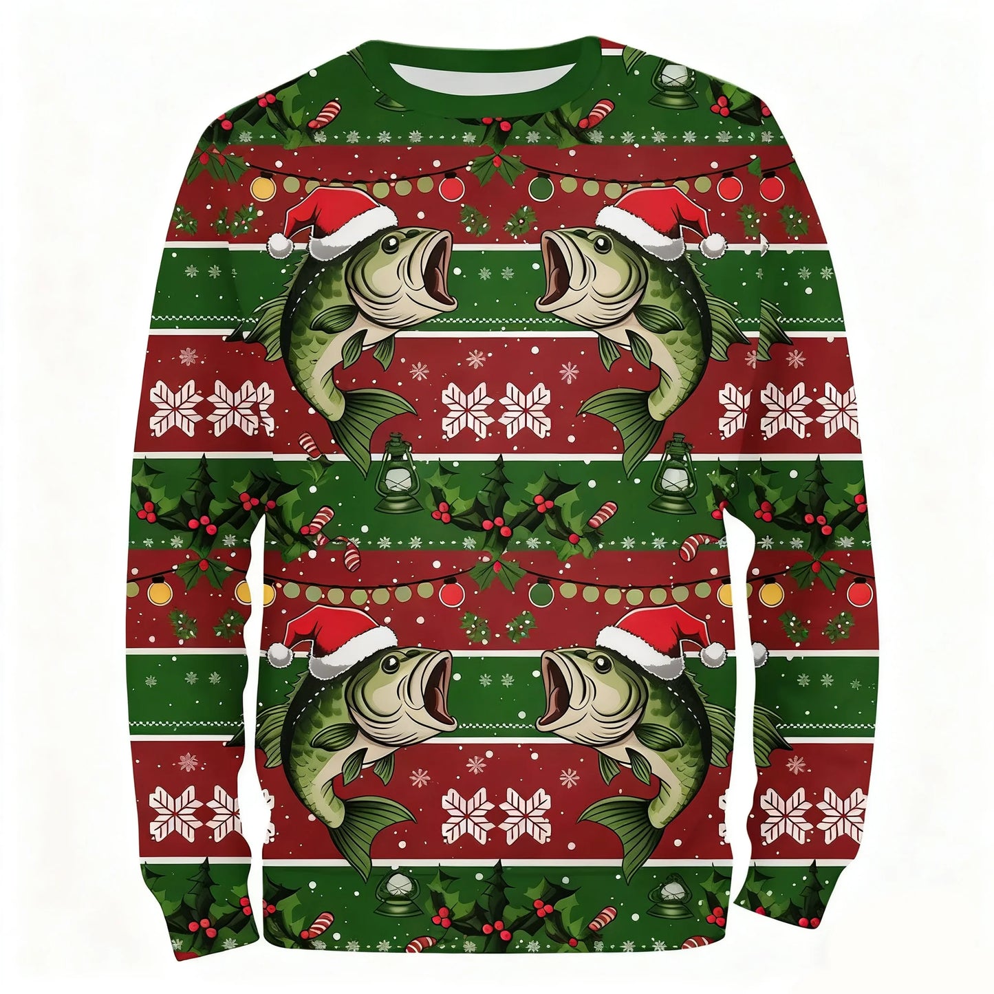 Men's 3D Christmas Fish Print Long-Sleeve Fishing Shirt - view 2