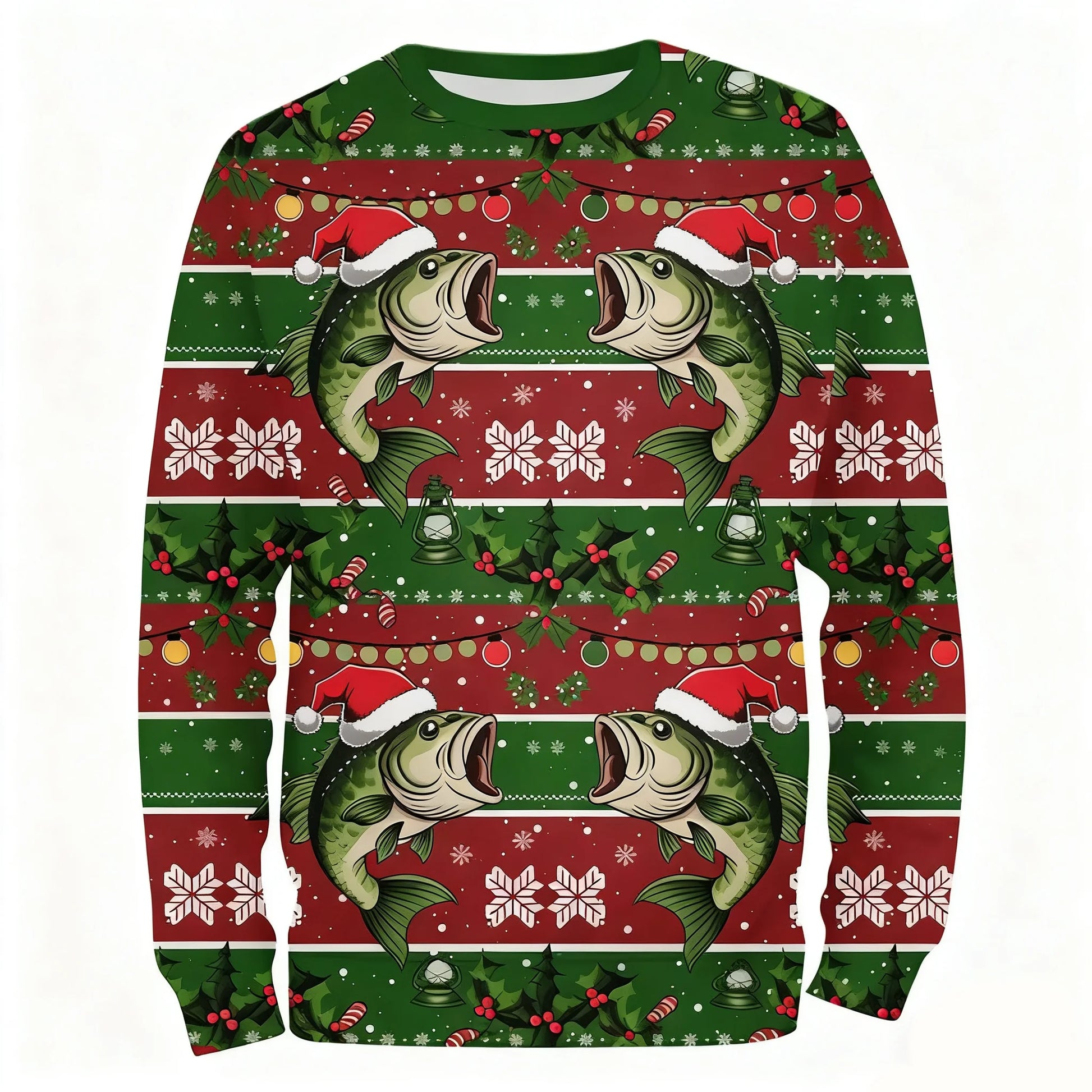Men's 3D Christmas Fish Print Long-Sleeve Fishing Shirt - view 2