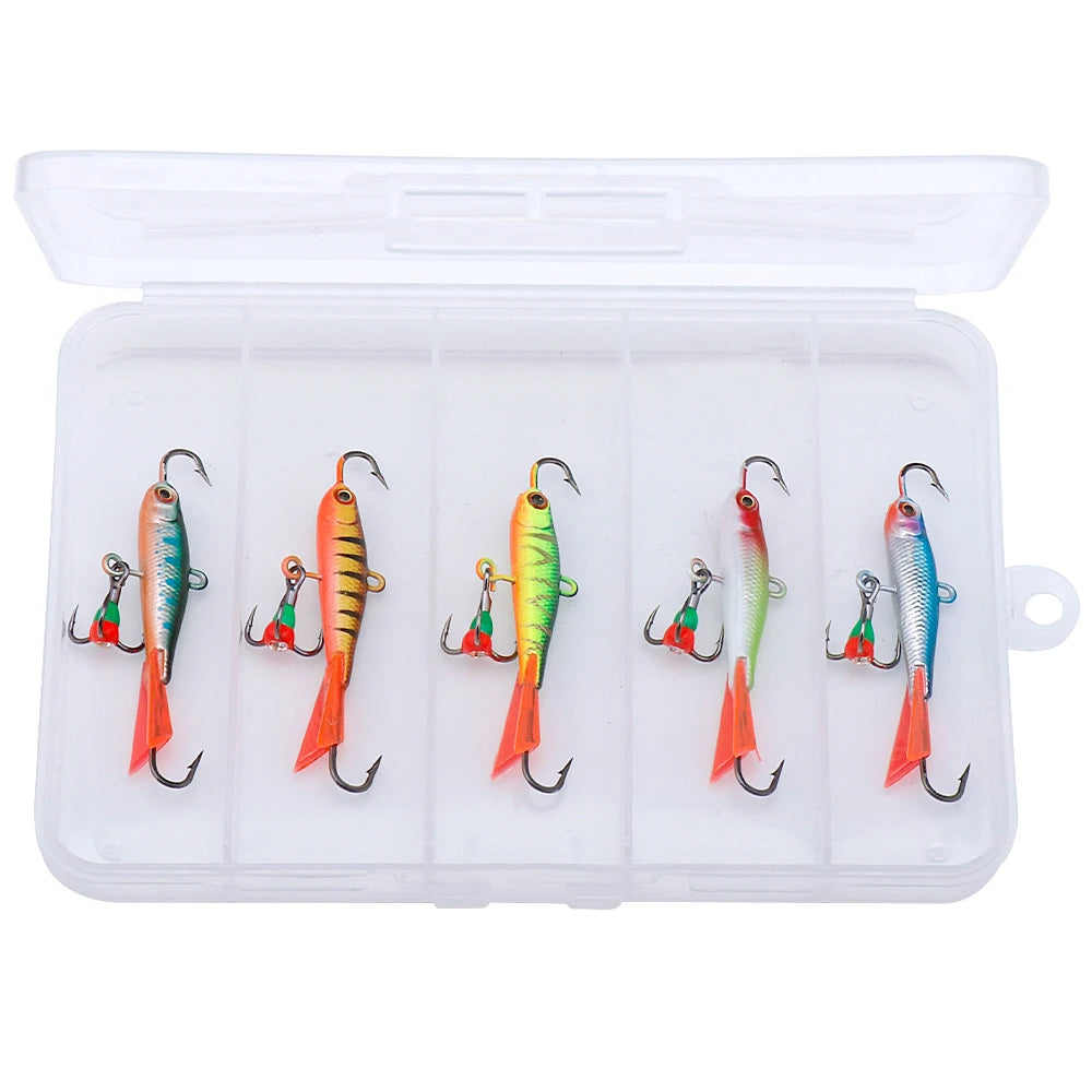 Winter Ice Fishing Jigging Lure Set with 3D Eyes
