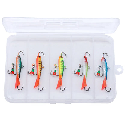 Winter Ice Fishing Jigging Lure Set with 3D Eyes