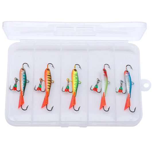 Winter Ice Fishing Jigging Lure Set with 3D Eyes