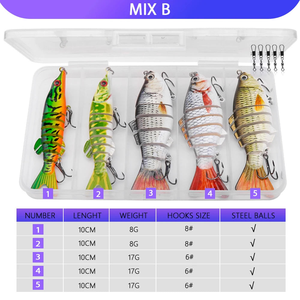 Lifelike Multi-Jointed Lure Kit for Bass and Perch