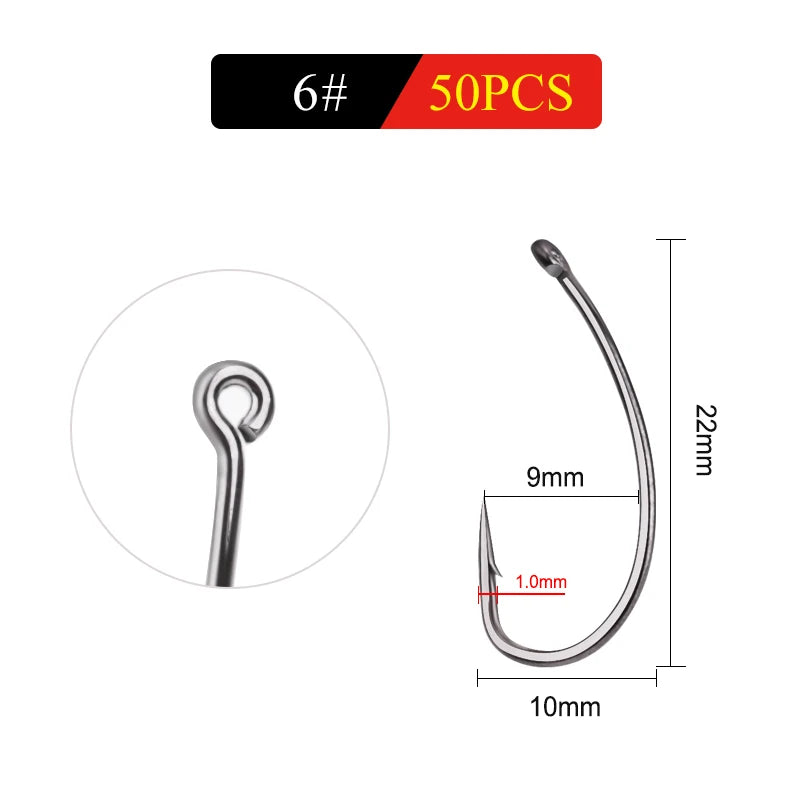 Wide Gap Barbed Hooks for Fly Tying and Salmon Bass