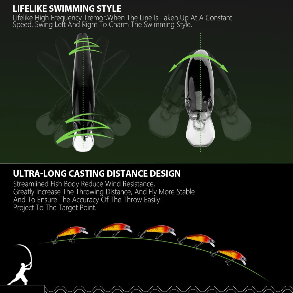 Japanese Design Minnow Lures with Tackle Box