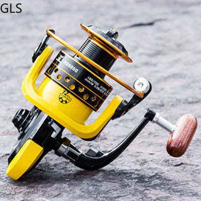 Metal Spool Spinning Reels with Wooden Handle