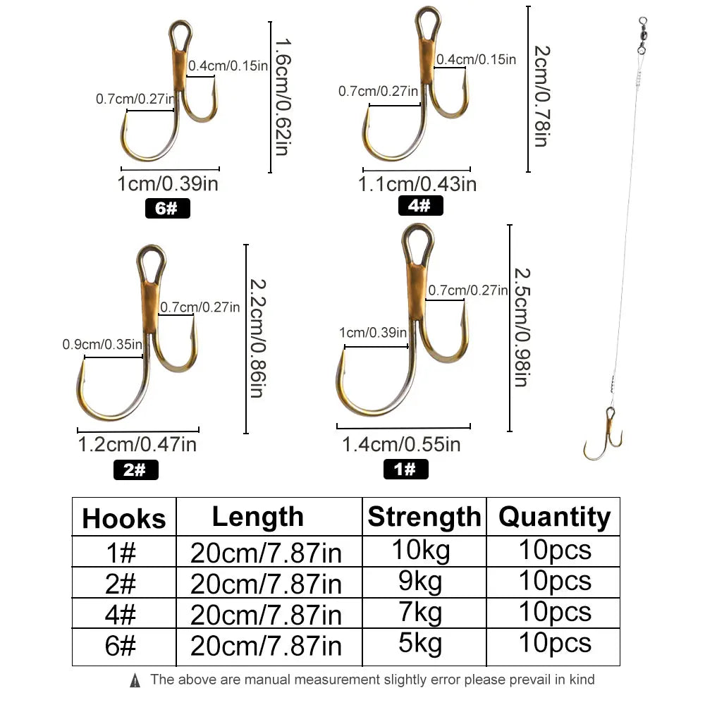 Double Barbed Hooks with Line for Carp Fishing