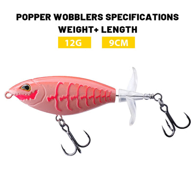 Topwater Double Tail Popper Lure for Bass
