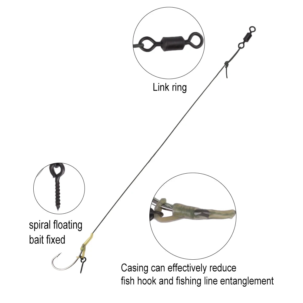 Boilie Hair Rig Hooks with Line for Carp Fishing