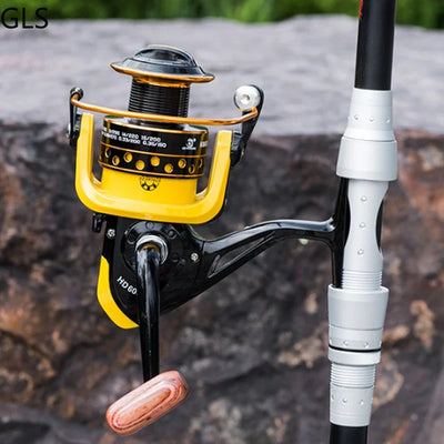 Metal Spool Spinning Reels with Wooden Handle