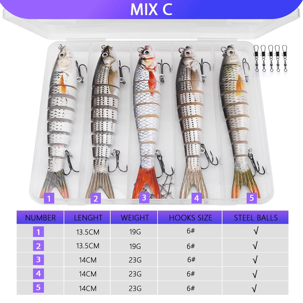 Lifelike Multi-Jointed Lure Kit for Bass and Perch