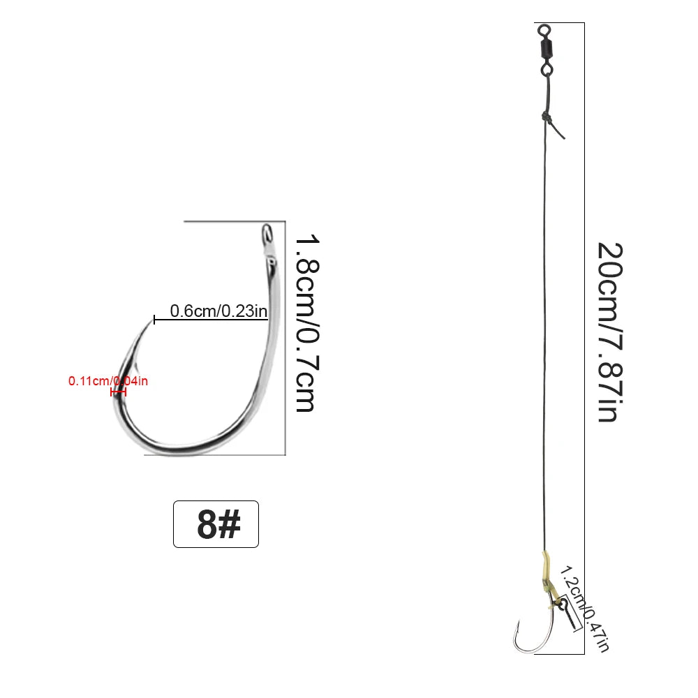 Boilie Hair Rig Hooks with Line for Carp Fishing