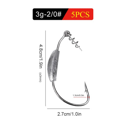 Weighted Offset Crank Hooks for Soft Bait Rigs