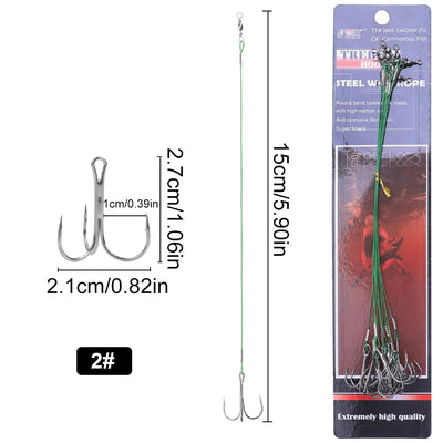 Steel Treble Hooks with Wire for Carp and Bass