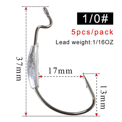 Wide Super Lock Hooks for Worm and Jig Fishing