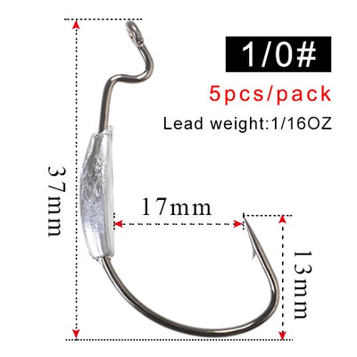 Wide Super Lock Hooks for Worm and Jig Fishing