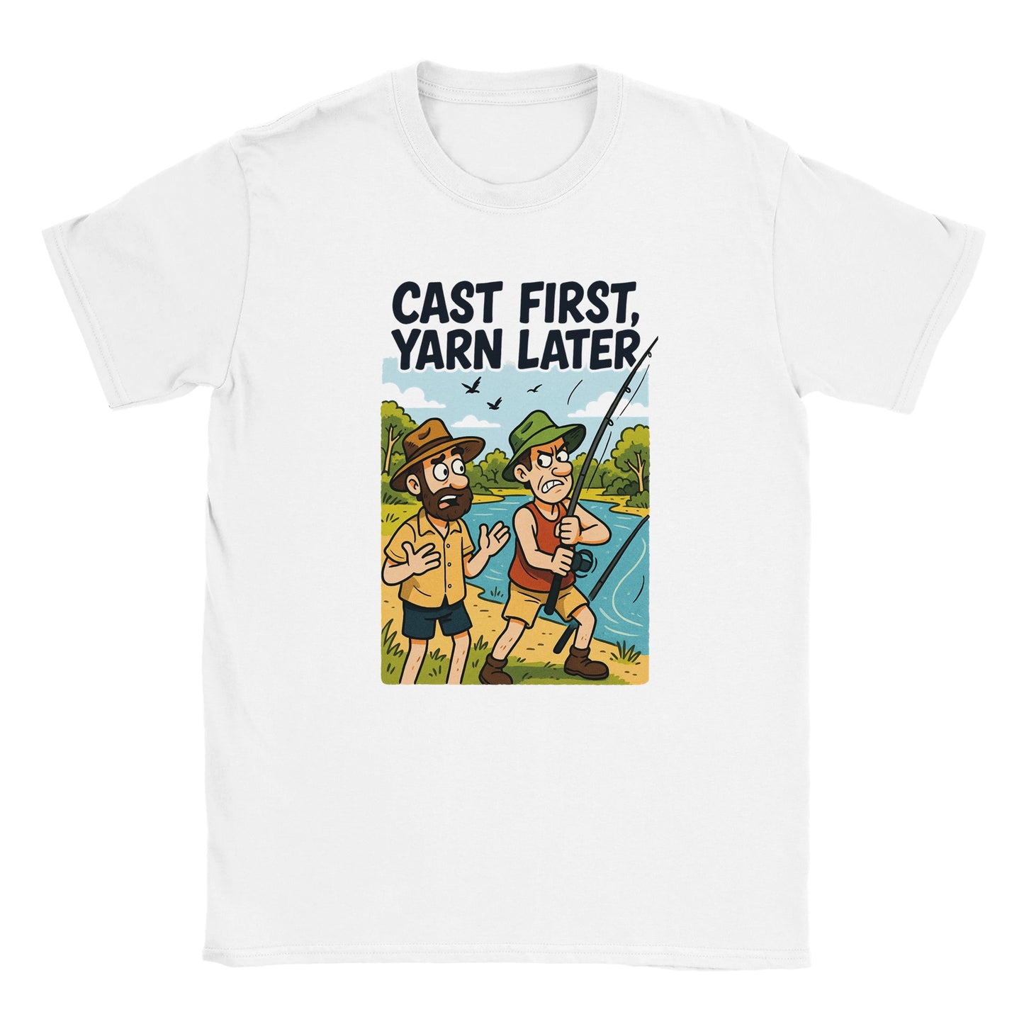 Cast First, Yarn Later Fishing T-shirt - Fishing Central Australia