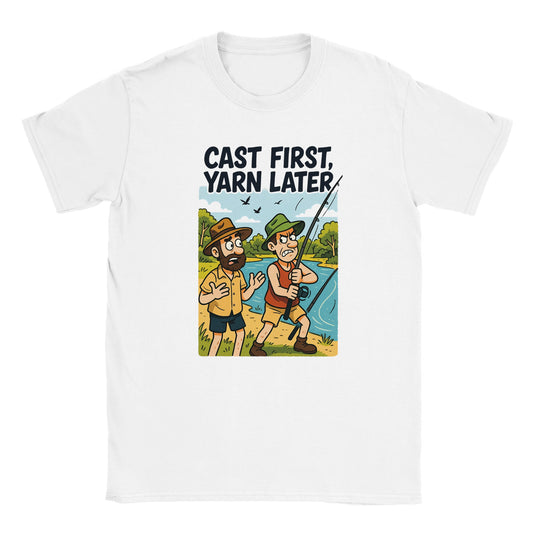 Cast First, Yarn Later Fishing T-shirt - Fishing Central Australia