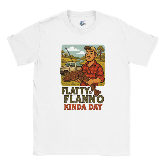 Flatty & Flanno Kinda Day Fishing T-shirt - Fishing Central Australia